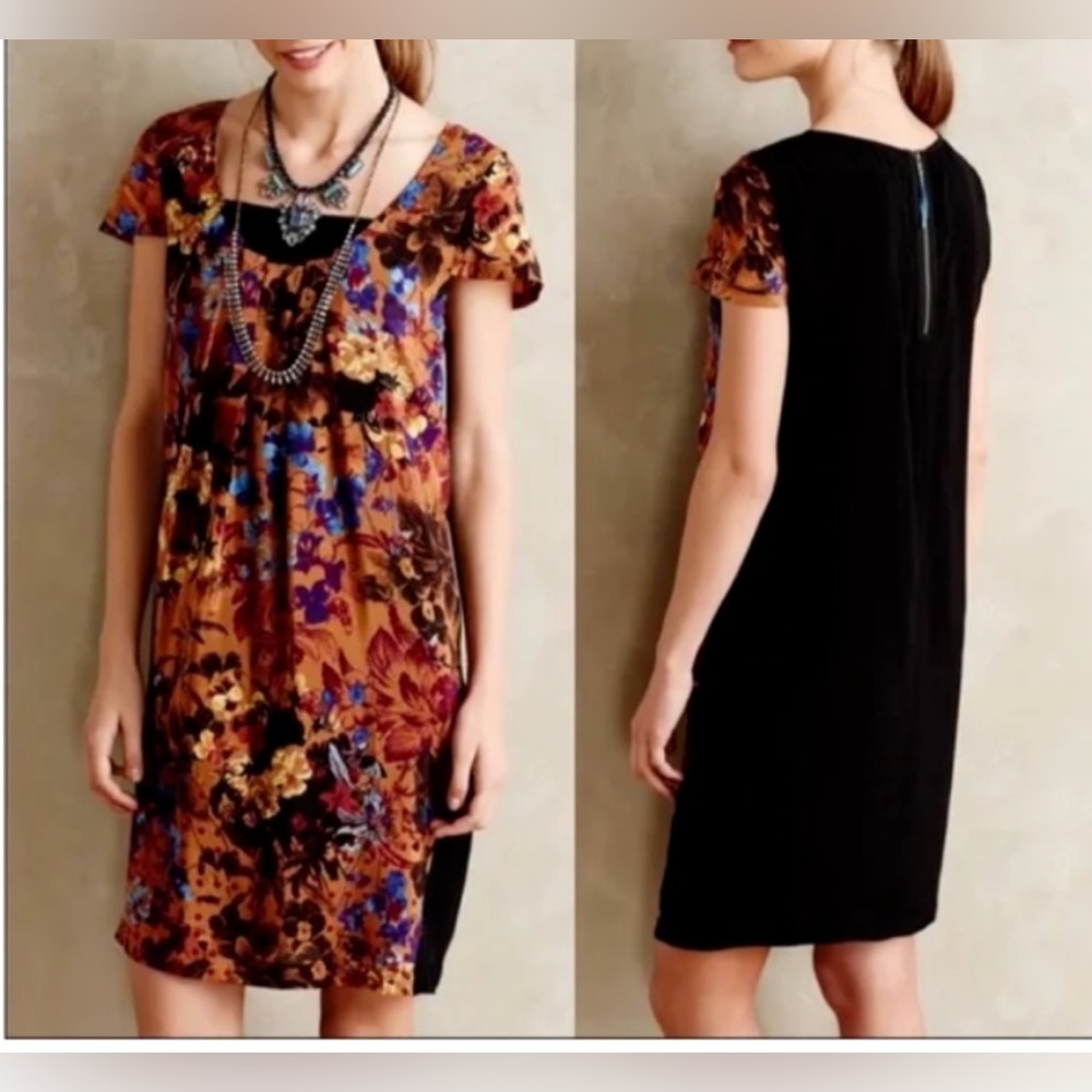 Maeve Anthropologie Silk Panel Floral Mini Dress - XS